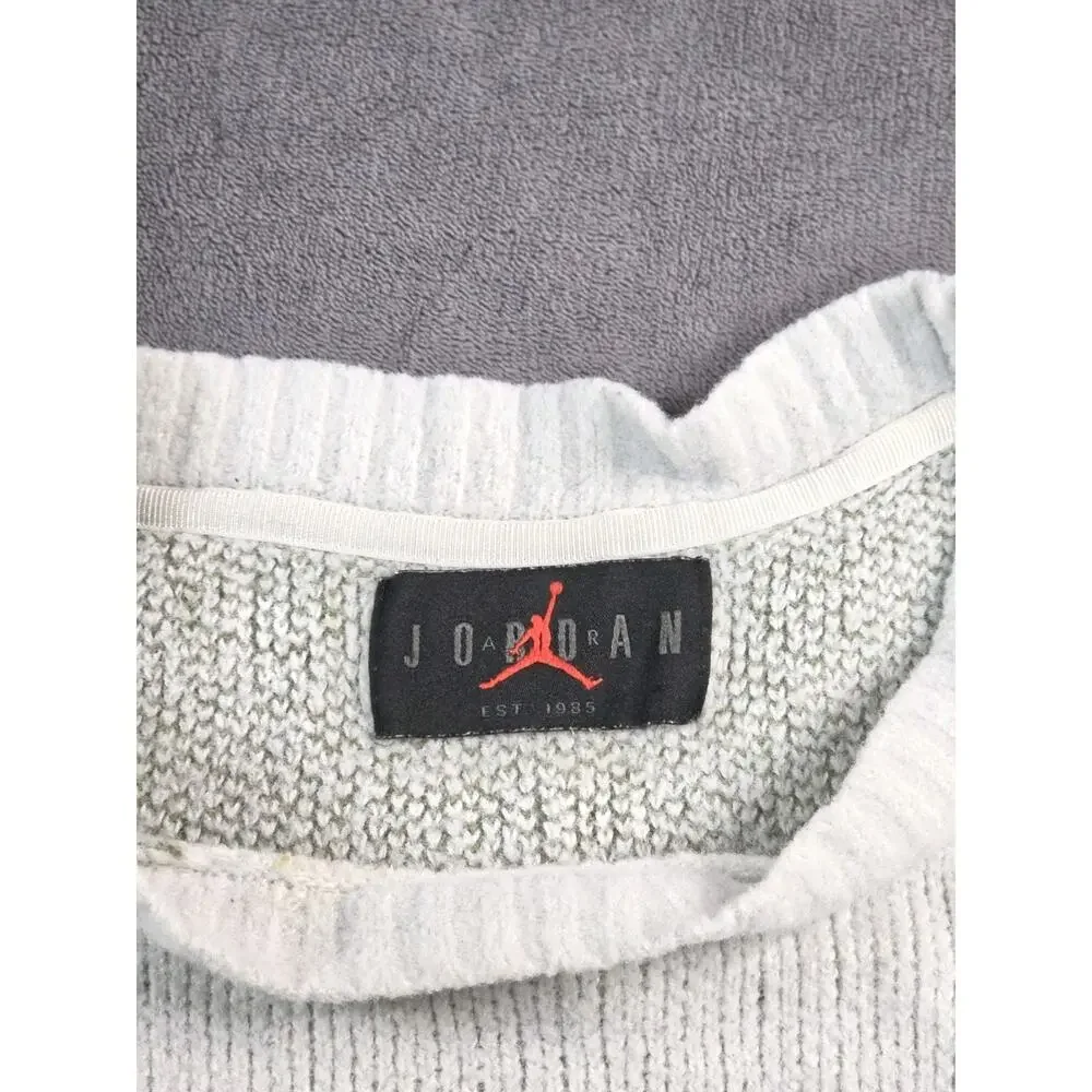 Jordan Flight Men's Sz S Heritage Knit Crewneck Sweater White FD7389-133 C36